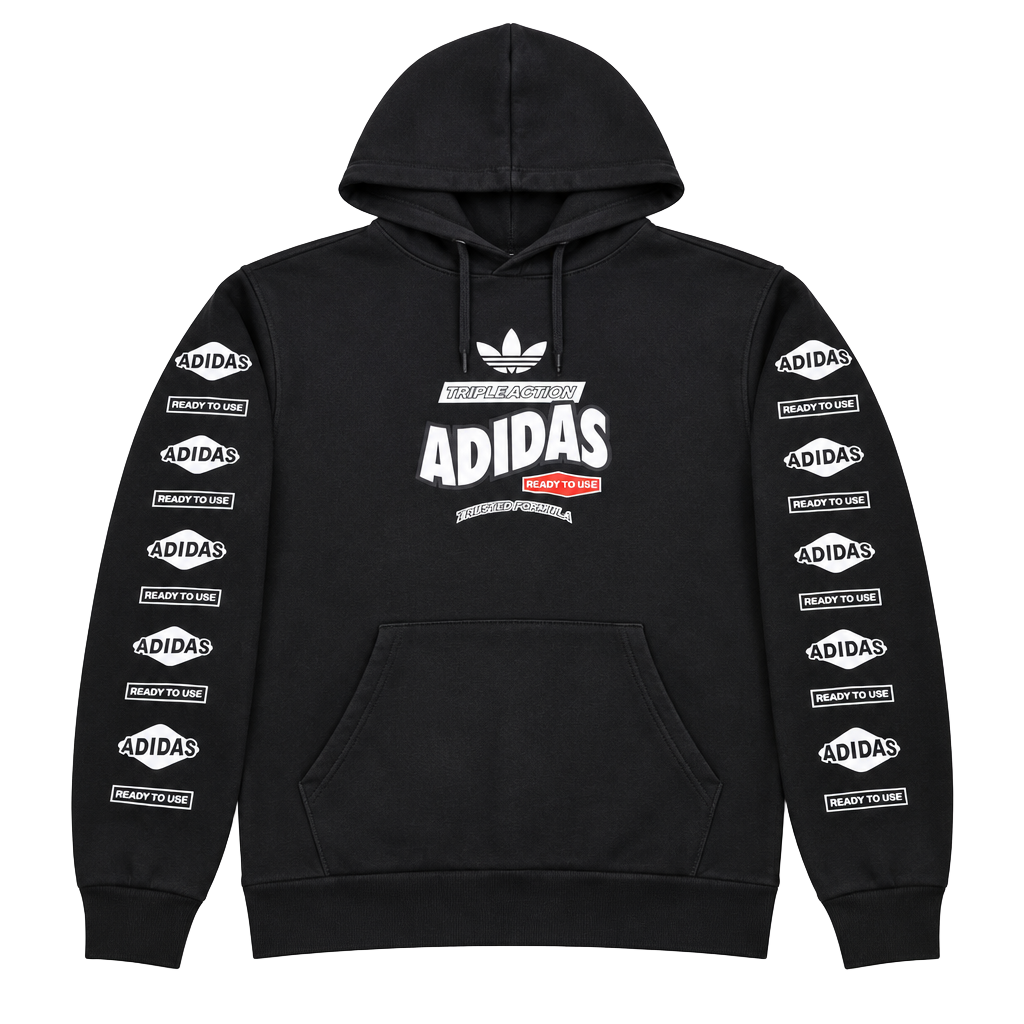 Adidas Originals Triple Action Black Graphic Pullover Hoodie Men’s Large 1