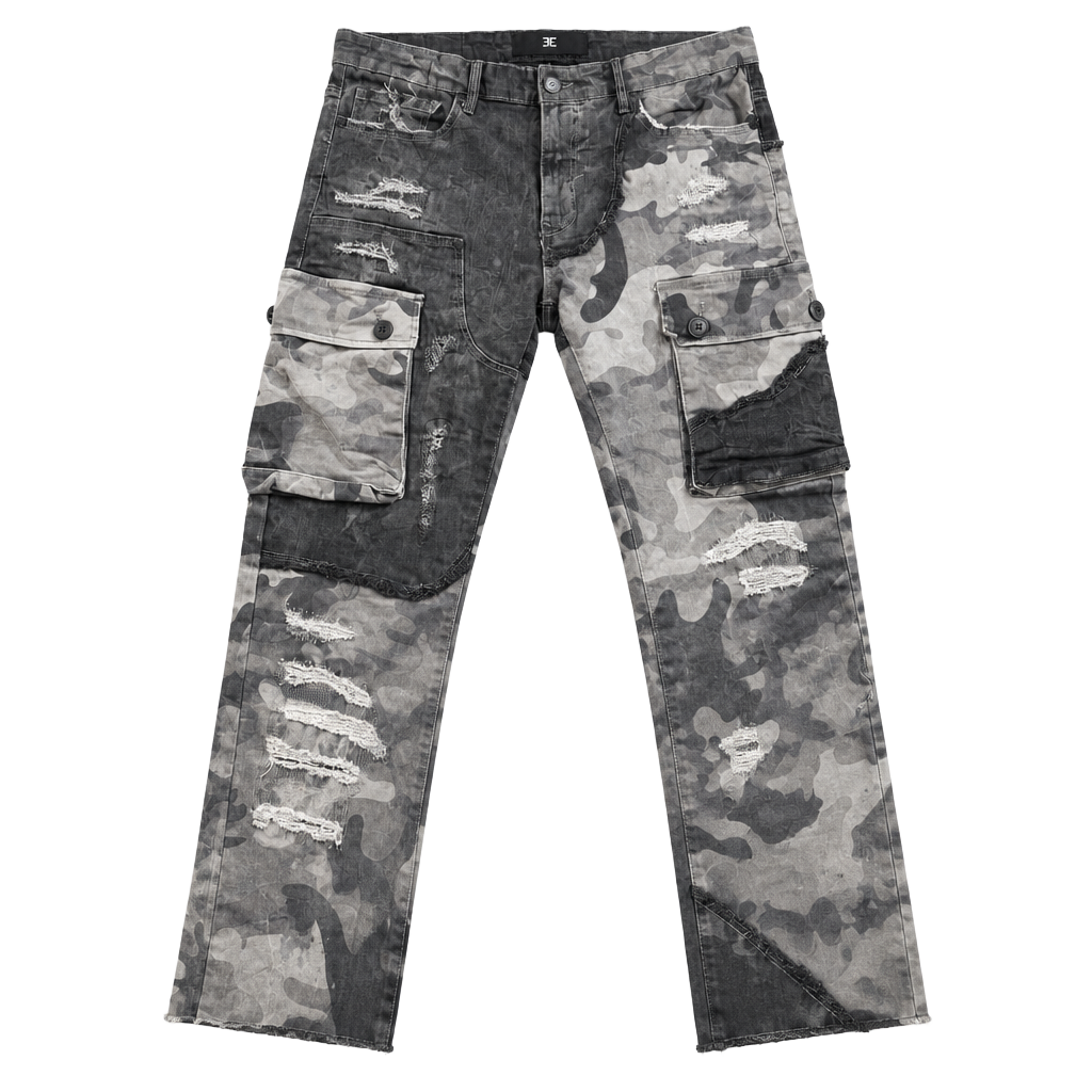 Jordan Craig Legacy Edition Ross Stacked Camo Distressed Cargo Jeans 34 1