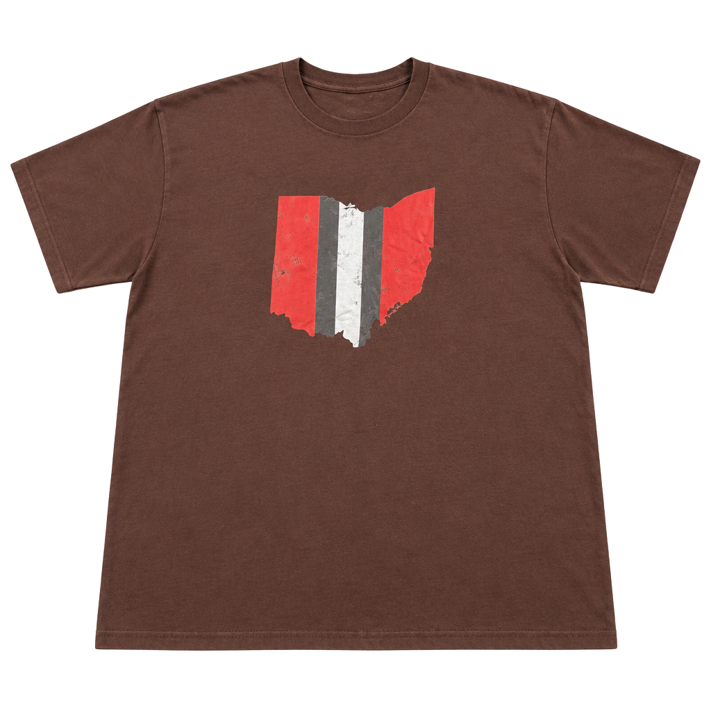 Port & Company Ohio State Buckeyes Stripe Logo Brown T-Shirt 2XL 1