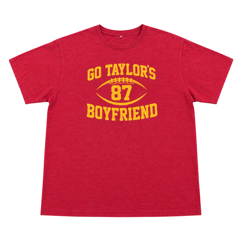 Travis Kelce 87 Taylor Swift Boyfriend Football Graphic Tee Red XL 1