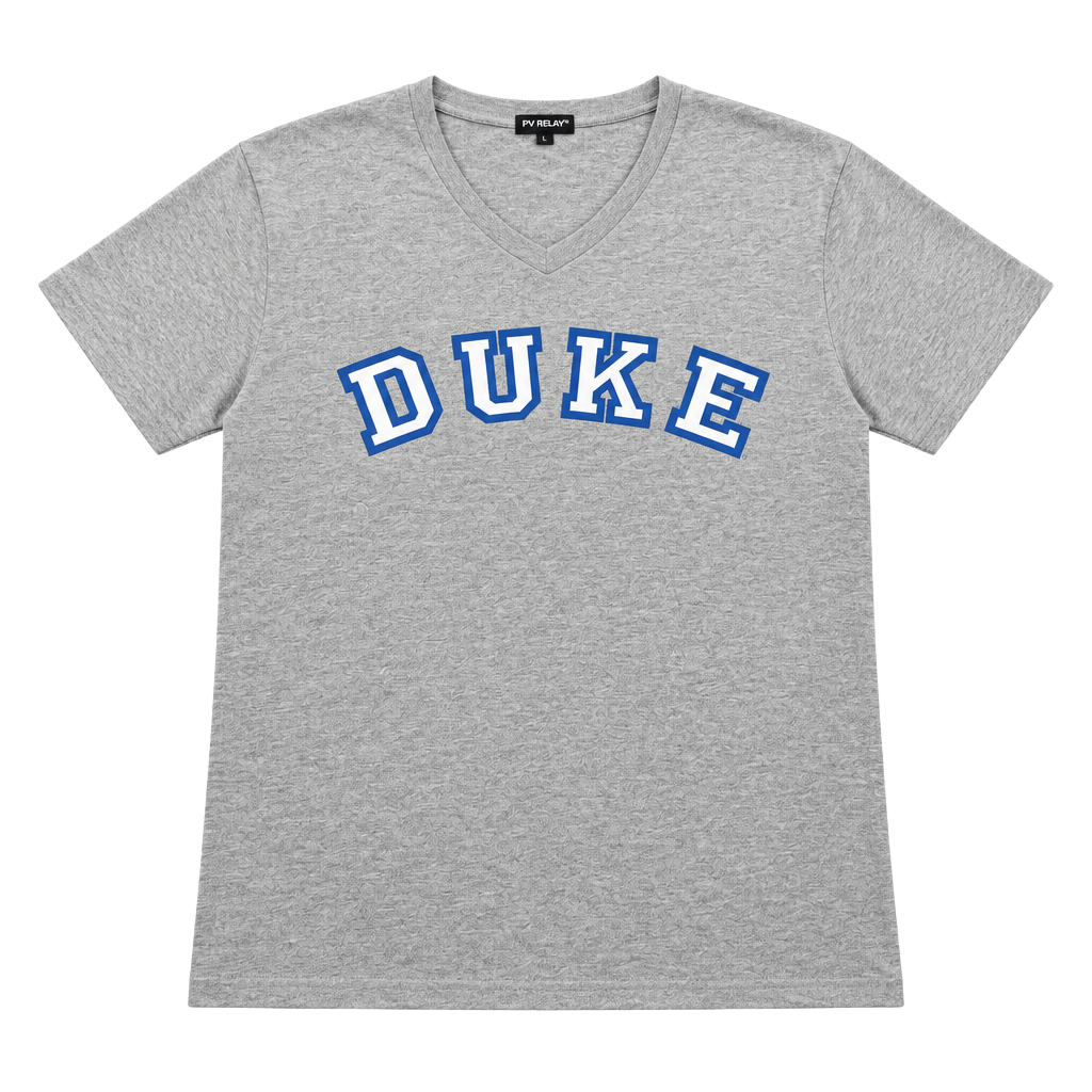 FV Relay Duke University Blue Devils Women's Large Gray V Neck Graphic T-Shirt 1