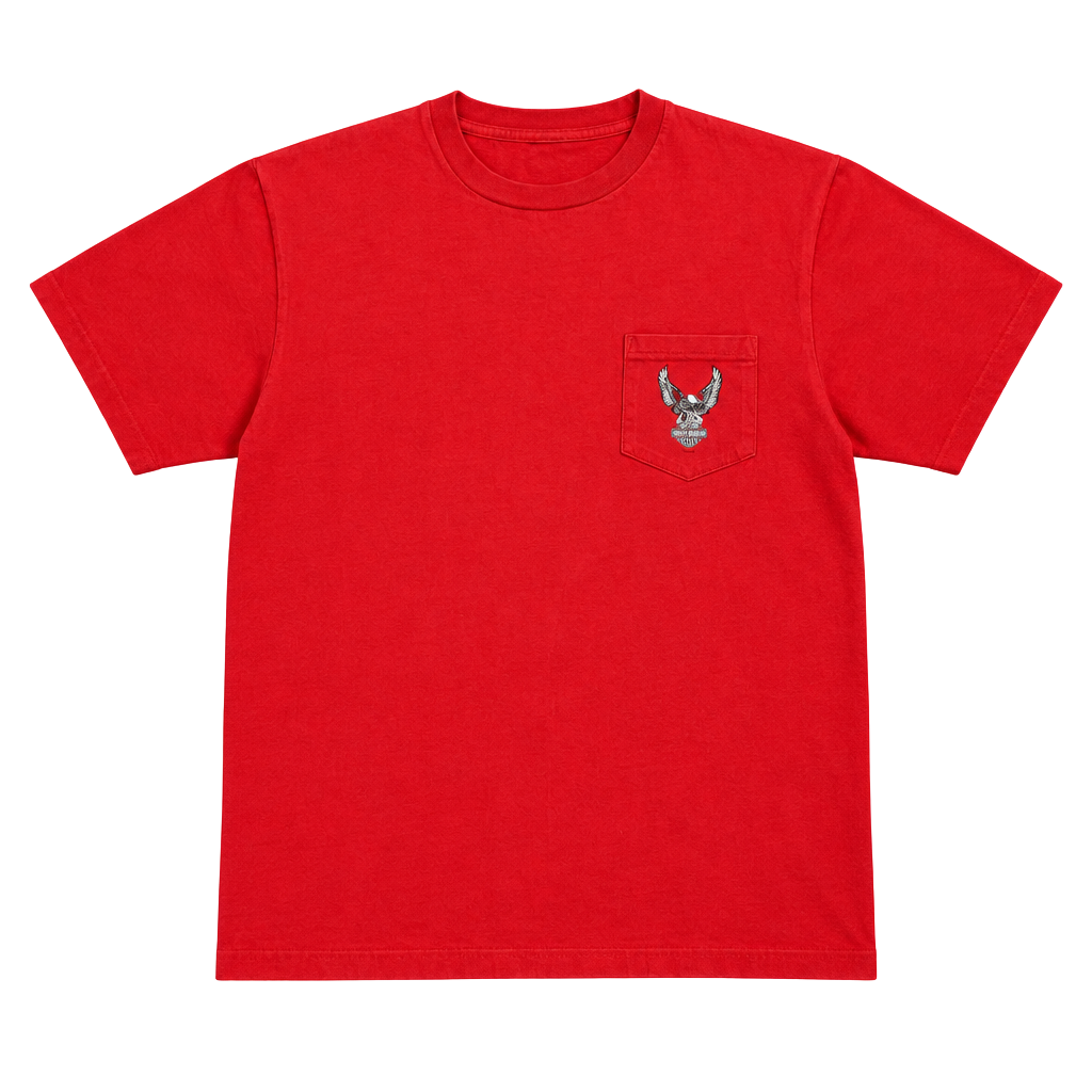 Harley-Davidson House of Harley-Davidson Anchorage Alaska Pocket T-Shirt Red 1
