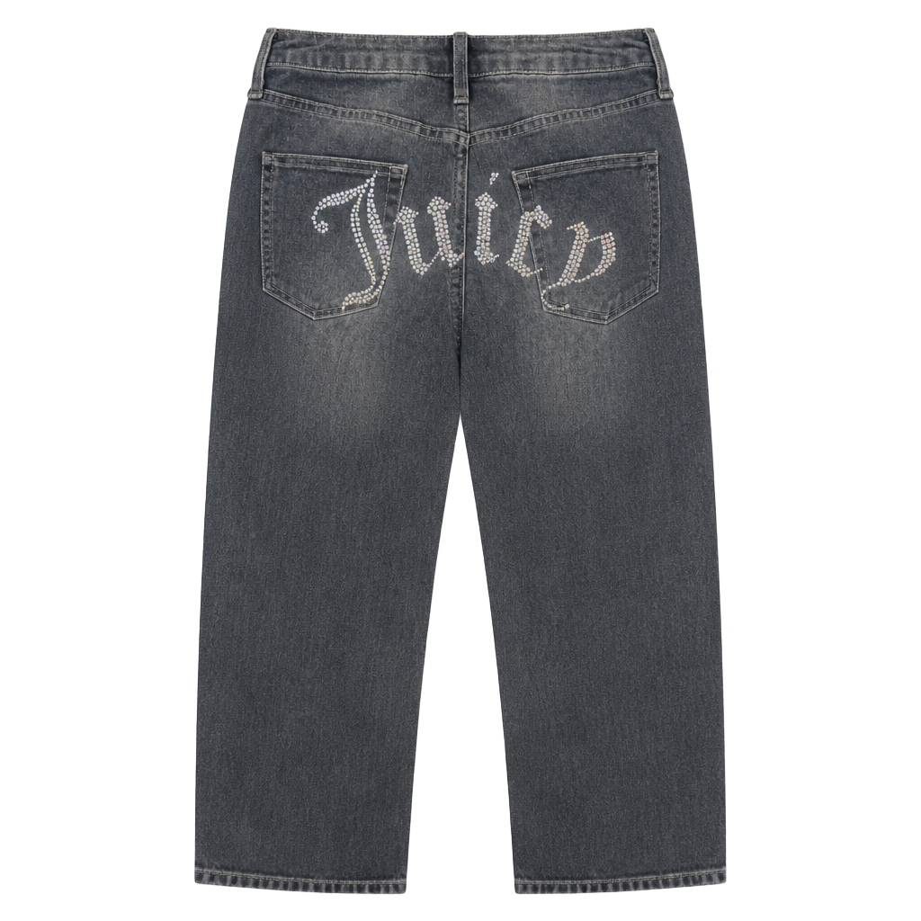 Juicy Couture Rhinestone Logo High Rise Denim Jeans 1