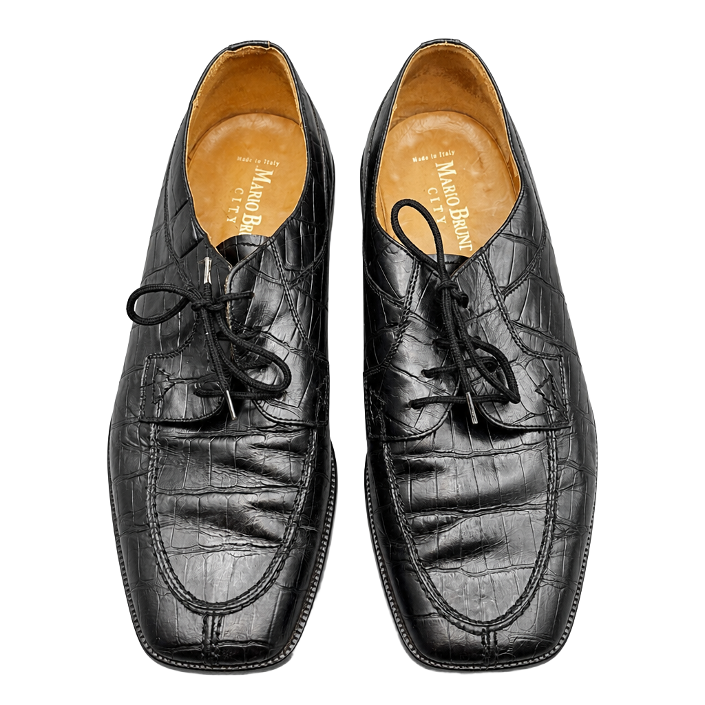 Mario Bruni City Black Crocodile Embossed Leather Oxford Shoes Size 11.5 1
