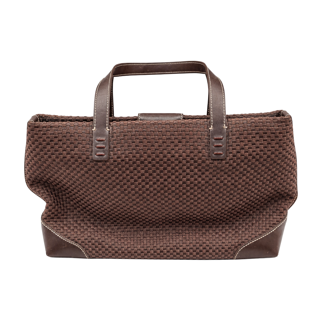 The Sak Brown Woven Crochet Tote Bag with Leather Trim 1
