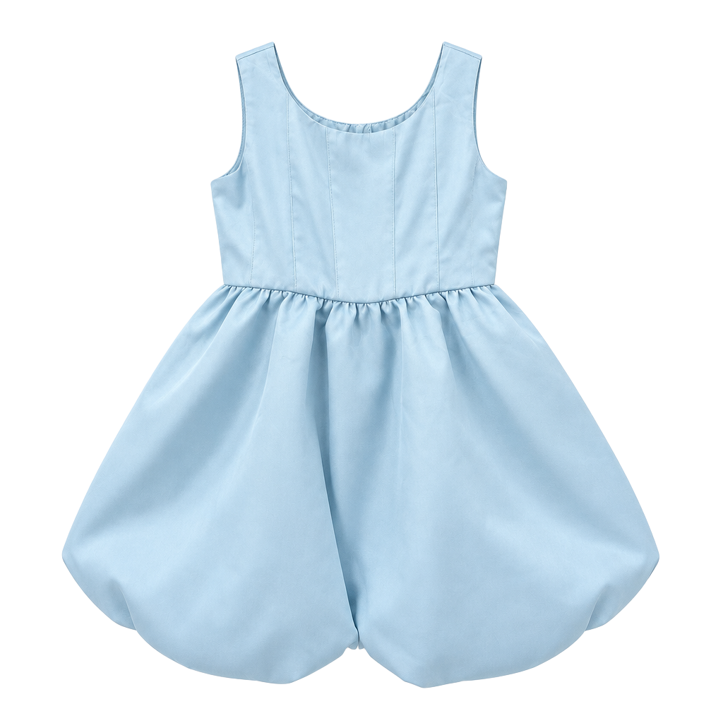 The Children's Place Girls Sleeveless Satin Bubble Dress Light Blue New 1