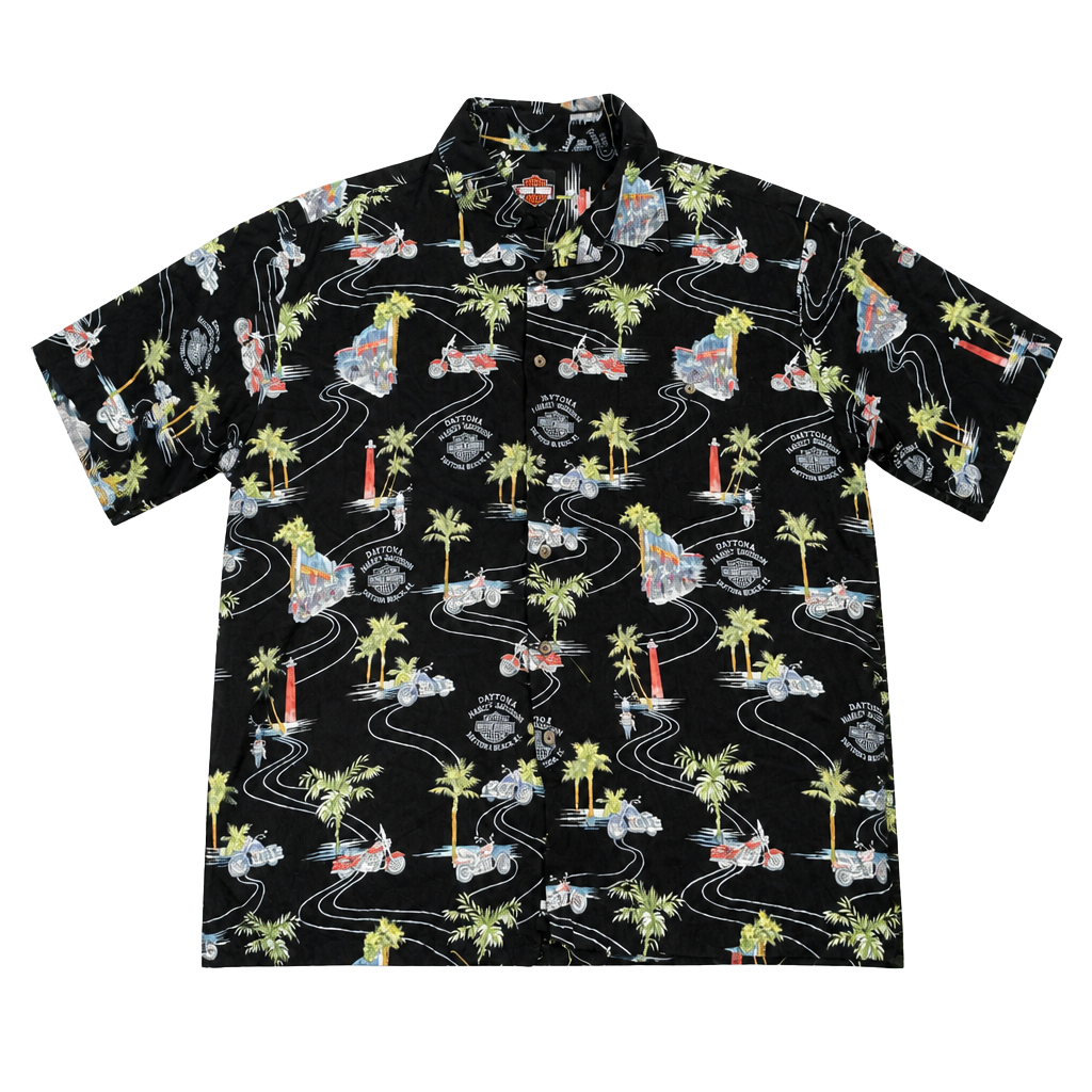 Tori Richard Harley-Davidson Daytona Beach Print Viscose Button-Down Shirt 1
