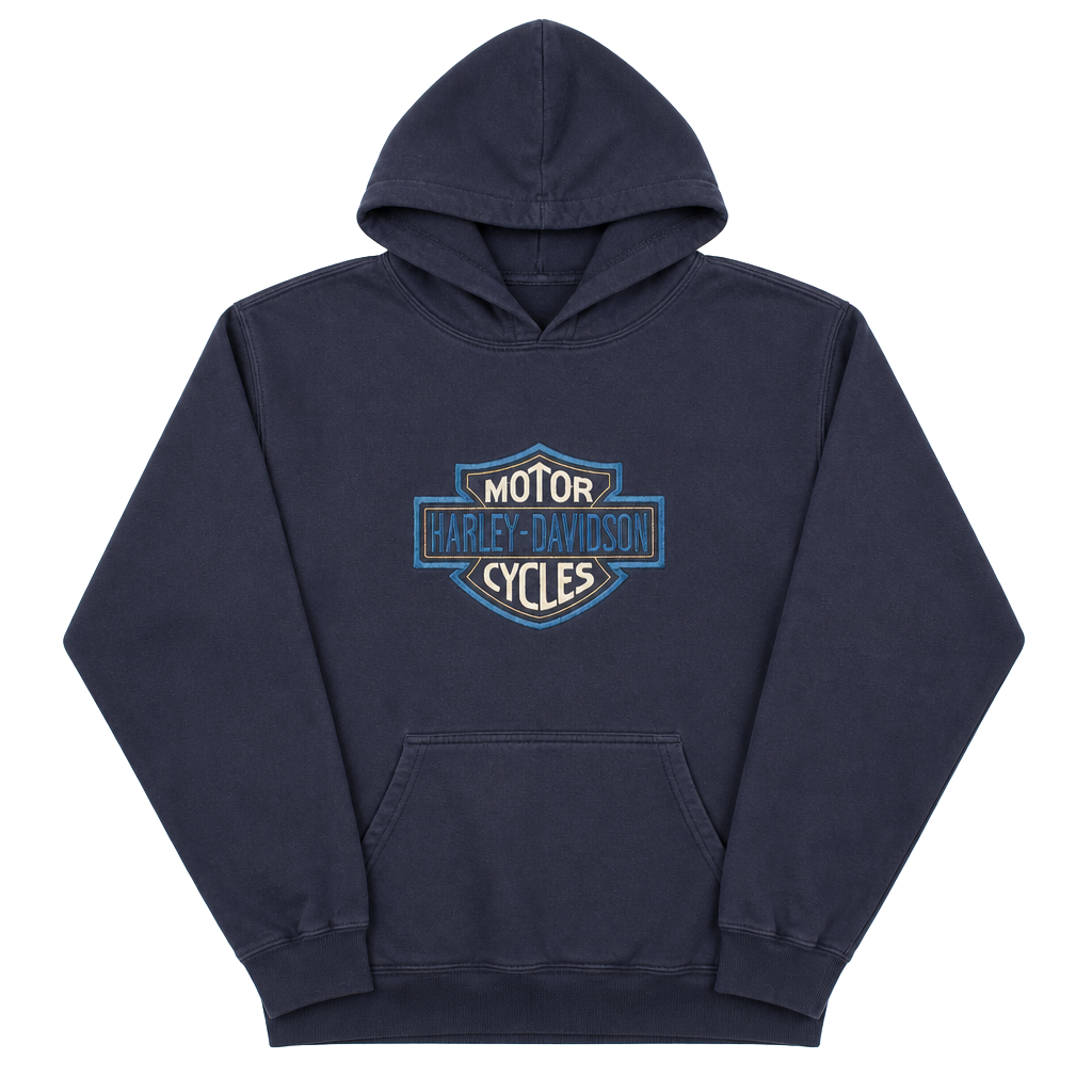 Harley Davidson Heavy Blend Hoodie Size XL Navy Embroidered 1
