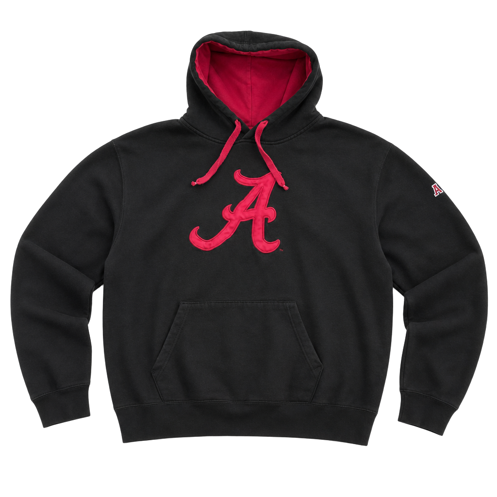 Alabama Crimson Tide Script A Logo Black Hoodie Sweatshirt 1