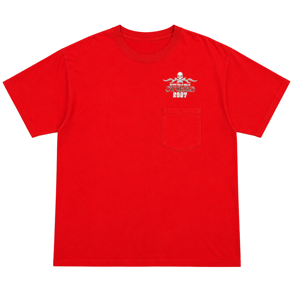 Vintage 2007 Black Hills Rally Sturgis 67th Anniversary Red Pocket T-Shirt XL 1