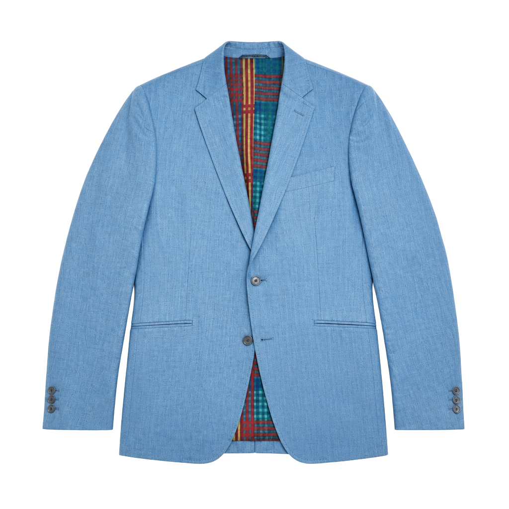 Robert Graham Light Blue Herringbone Sport Coat with Plaid Lining 1