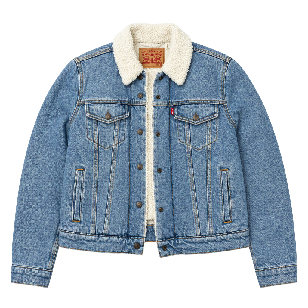 Women’s Levi's Sherpa Trucker Jacket Size S Blue Denim 1