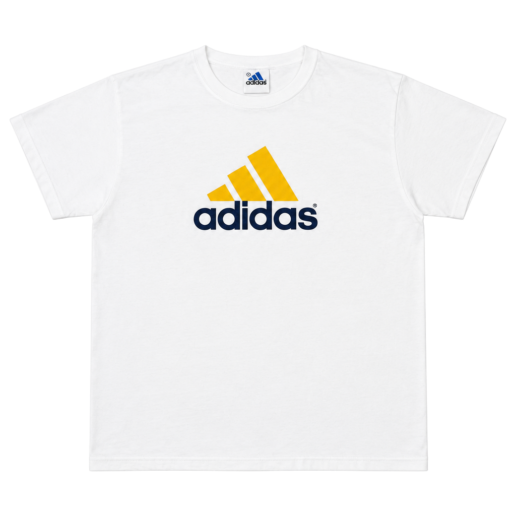 Vintage Y2K Adidas T-Shirt Size L White /black Logo Graphic Tee 1