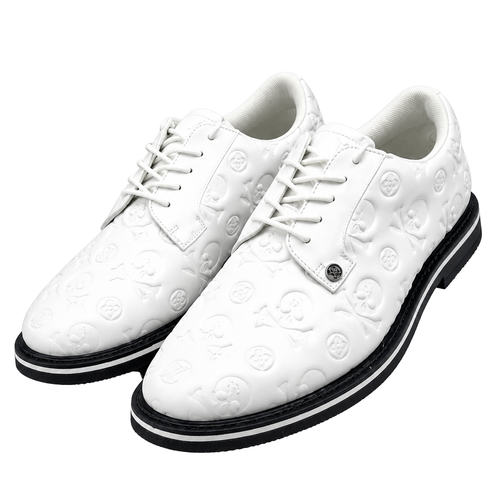 G/FORE Gallivanter Debossed Skull & T's Leather Spikeless Golf Shoes 1