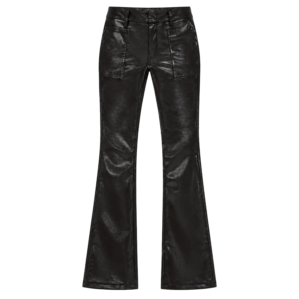 Barbara Faux-Leather High-Rise Boot-Cut Jeans 1