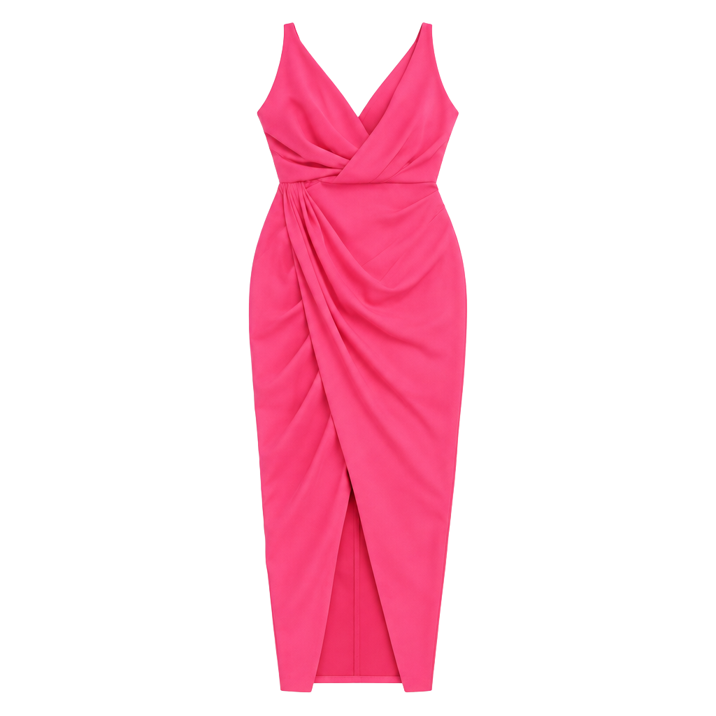 ASOS DESIGN pink deep V ruched dress 1