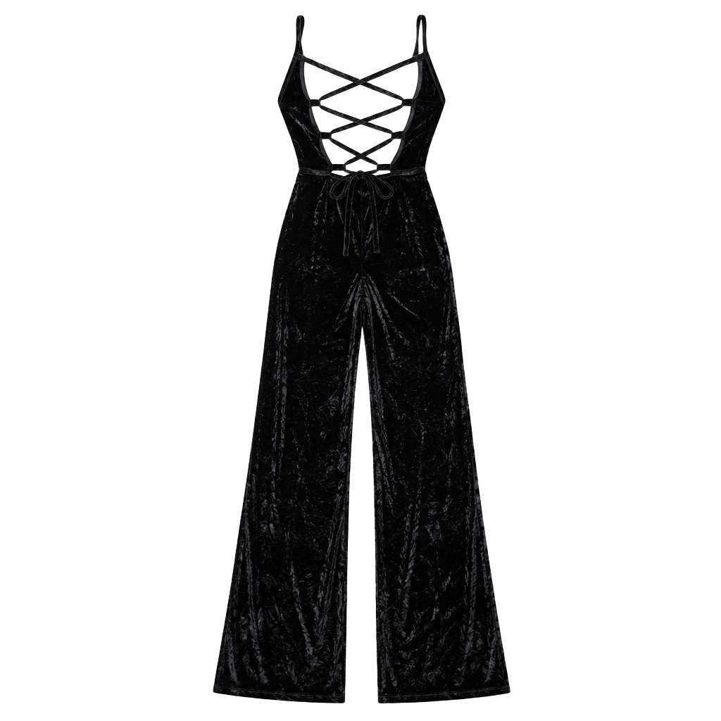 Free People 90s Forever Black Velvet Overalls 1