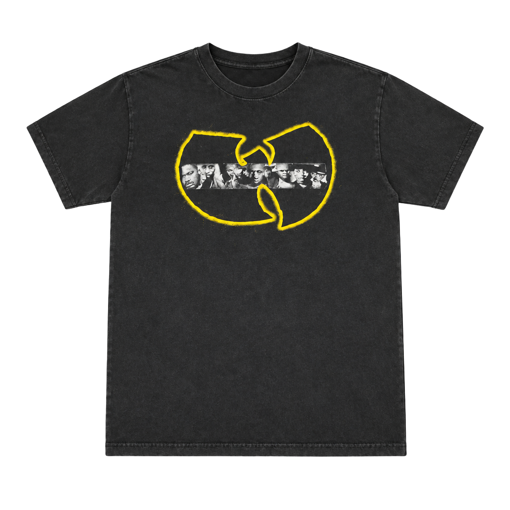 Wu-Tang Clan Vintage Black T-Shirt with Yellow Logo and Photo Panel 1