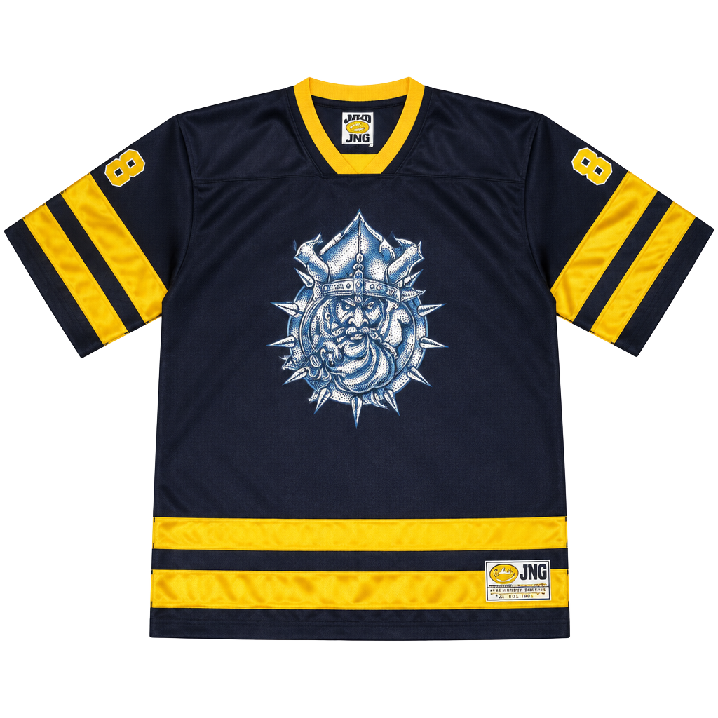 JNCO Hockey Jersey Size 58 Navy Yellow 1