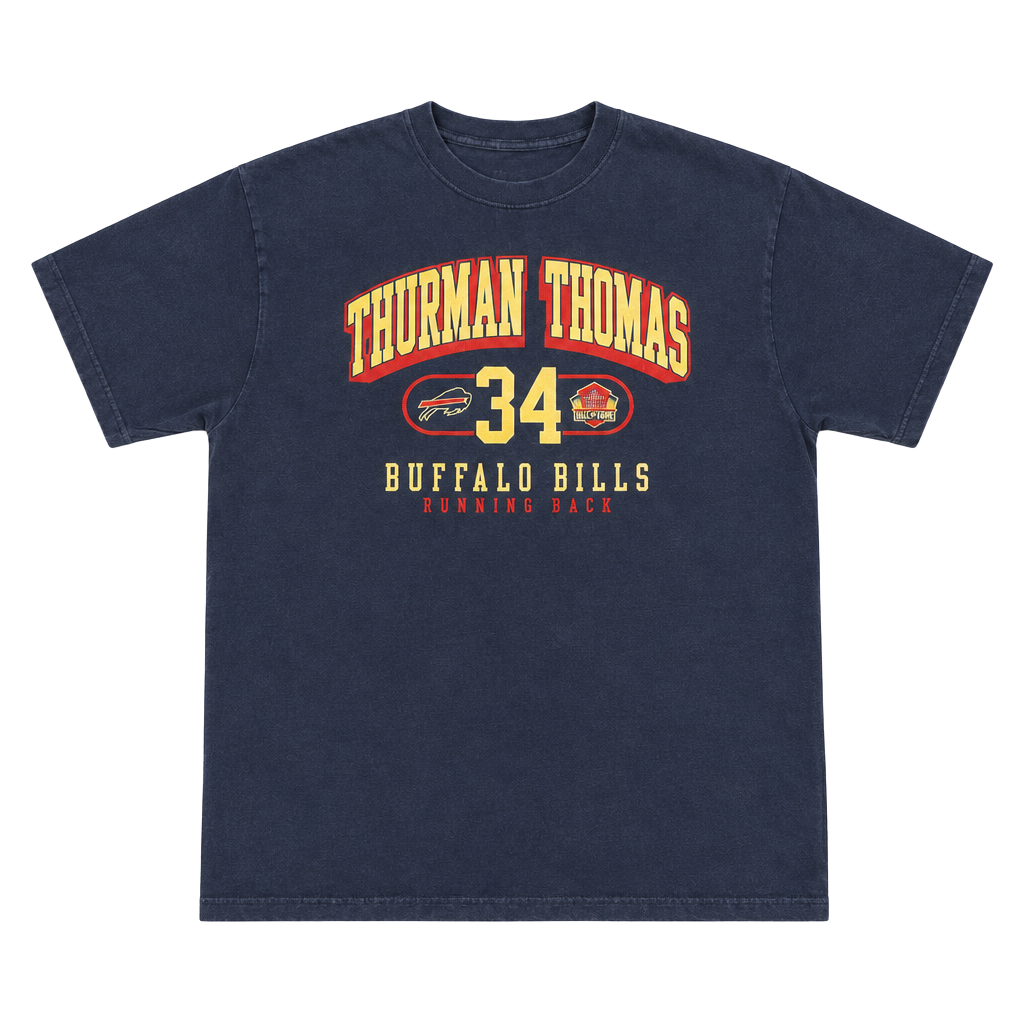 Vintage Buffalo Bills Thurman Thomas #34 Hall of Fame Highlights T-Shirt 1