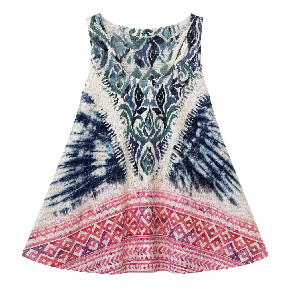 Gage USA Women's Boho Tie-Dye Knit Sleeveless Racerback Tank Top 1