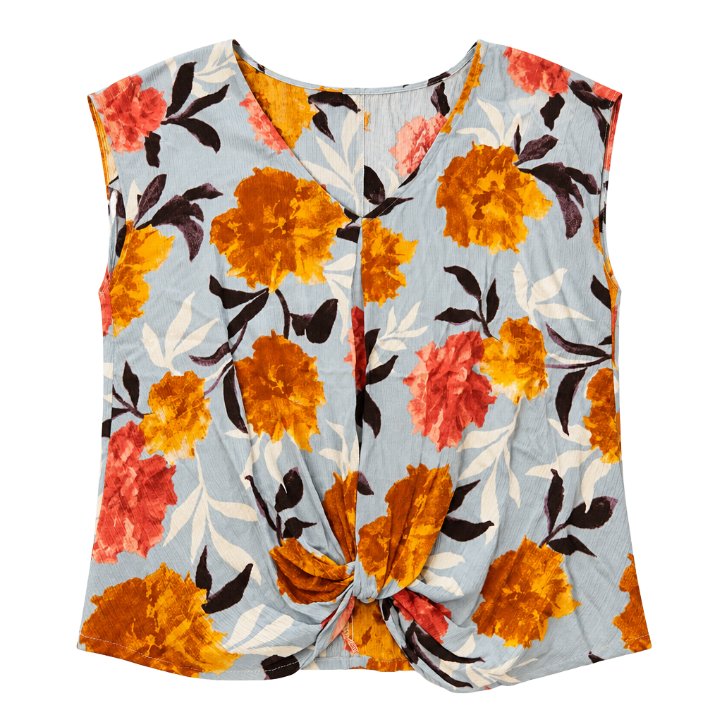 Staccato Women's Floral Print Sleeveless V-Neck Front Twist Blouse 1