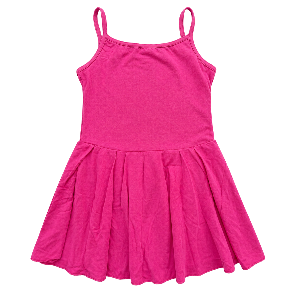 Girls Pink Pleated Ballet Tank Dress 1