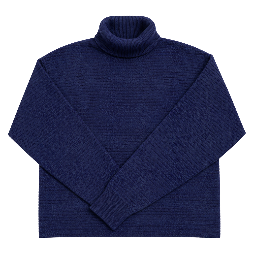 Good American Ribbed Turtleneck Sweater Size Small Blue Navy 1
