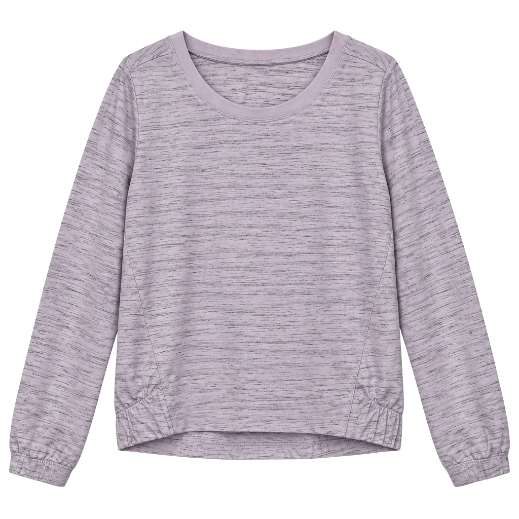 Zella Long Sleeve Pullover Sweatshirt Size S Pink Marled Textured 1