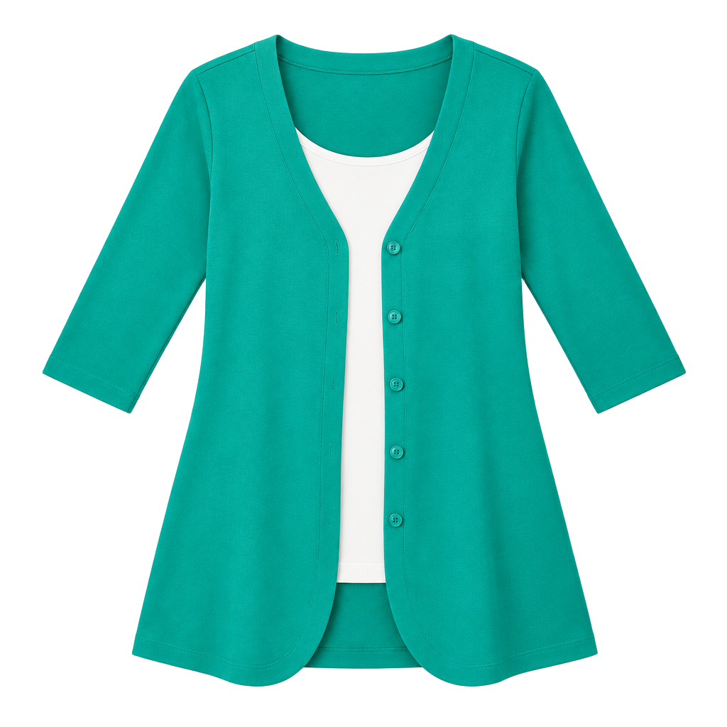 Isaac Mizrahi Cardigan Size S Teal Green Button Front Sweater 1