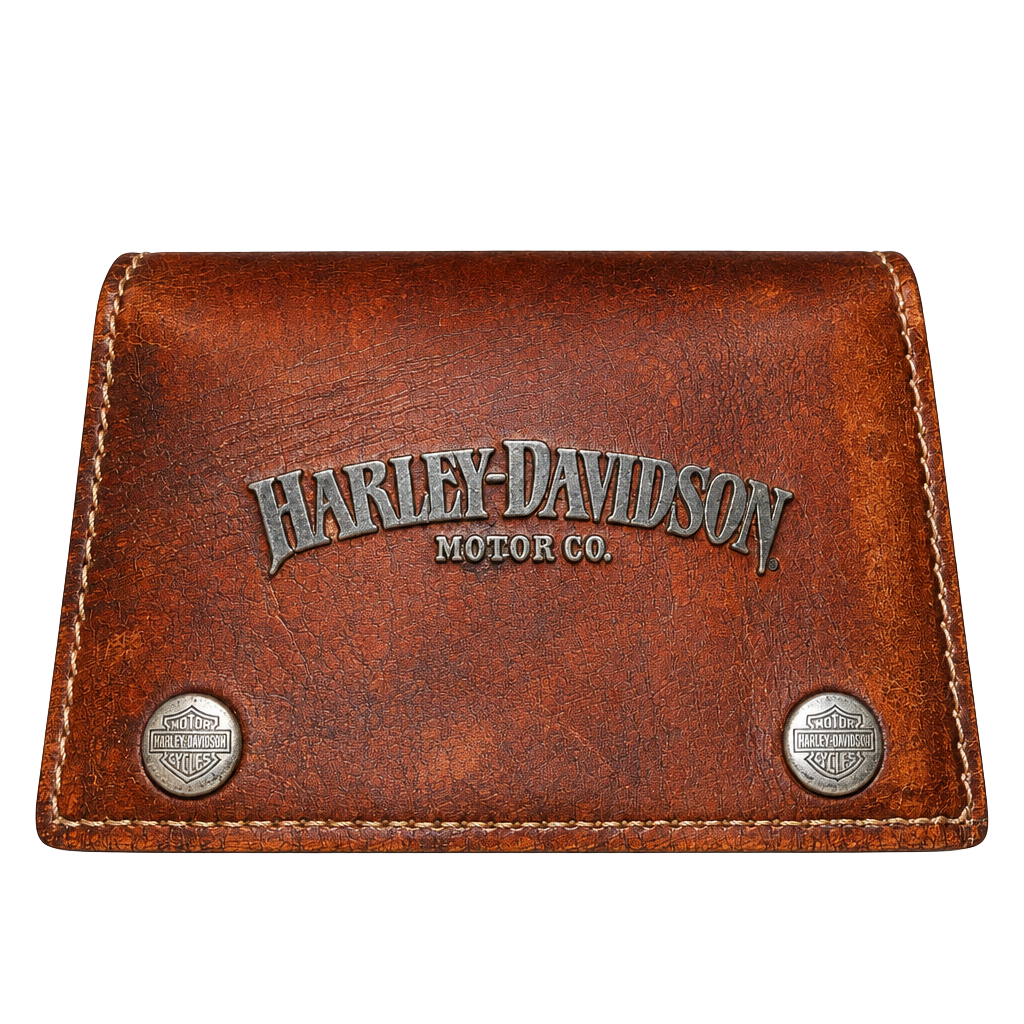Harley-Davidson Antique Brown Leather Biker Wallet 1