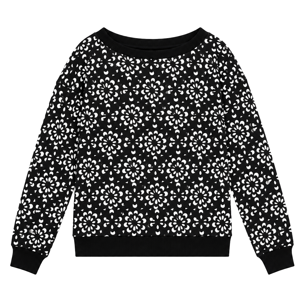 INC International Concepts Jil Flower Sweater Size Small Black White 1