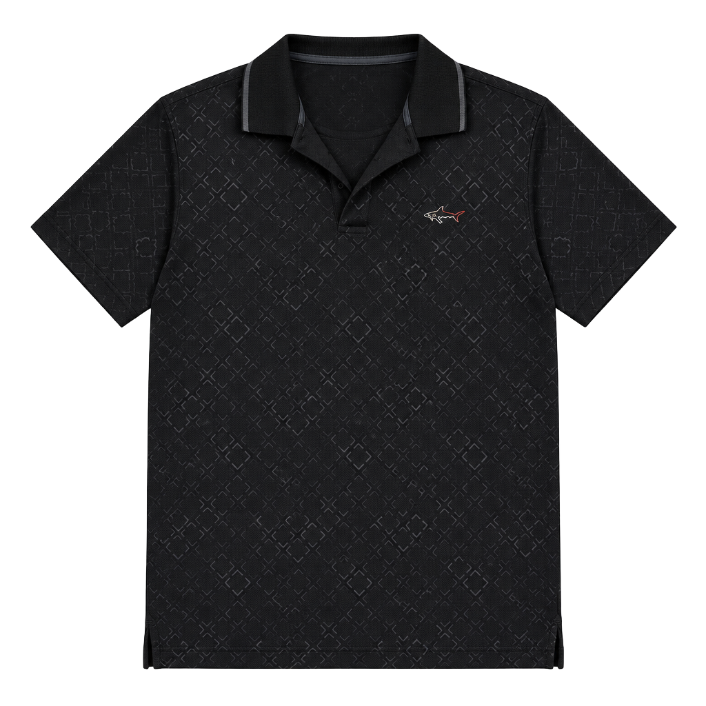 Greg Norman For Tasso Elba Golf Polo Size M Black Play Dry Shark 1