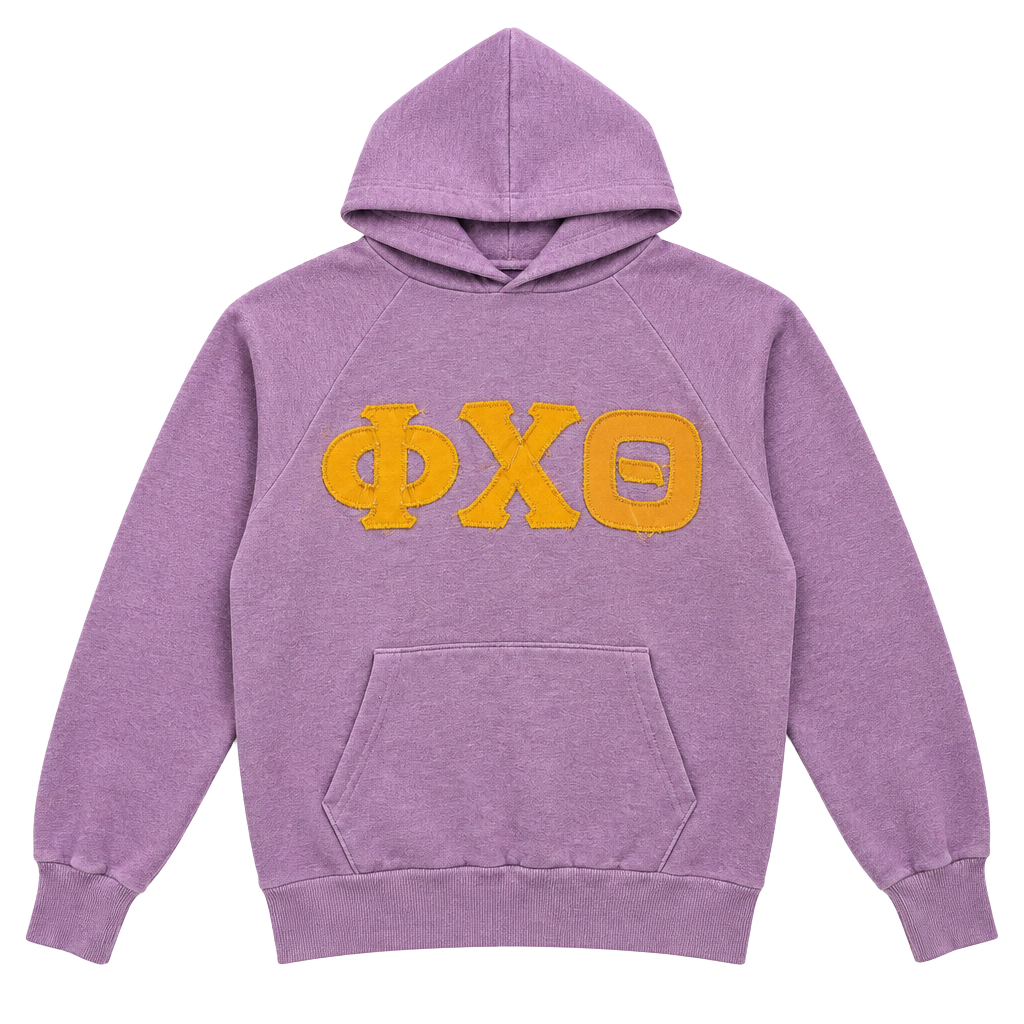Phi Chi Theta Hoodie Purple Chenille Letters 1