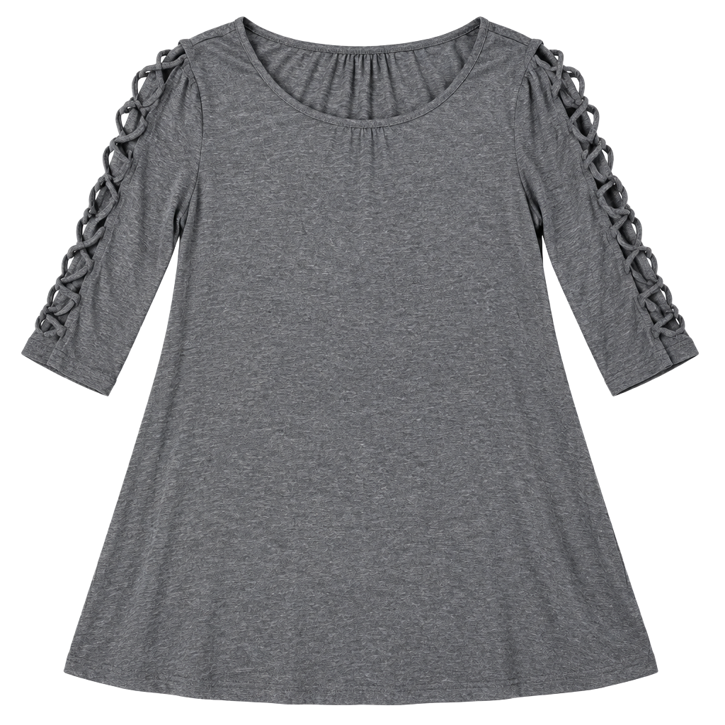 Retrology Cutout Sleeve Tunic Size L Blue Heather Knit Blouse Top 1
