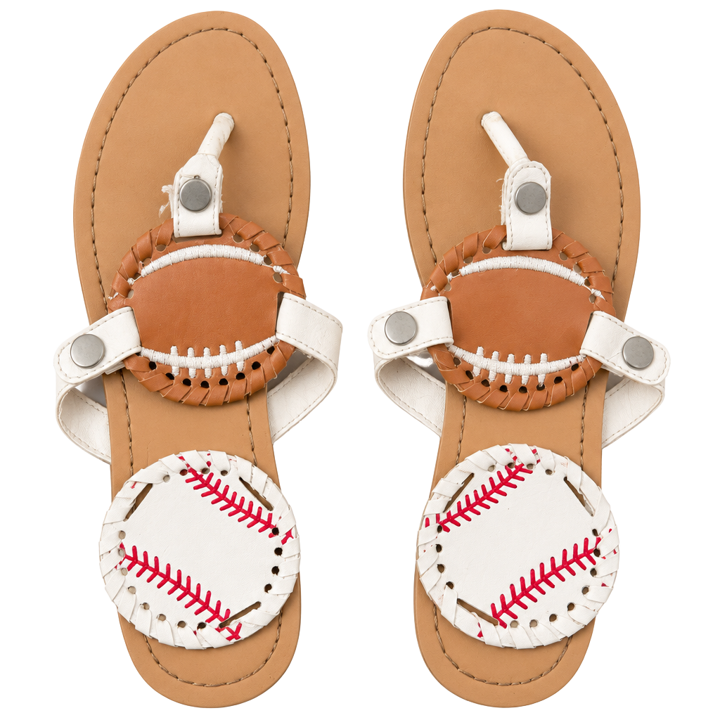 Interchangeable Baseball Softball Football Sandals Size 9 White Brown 1