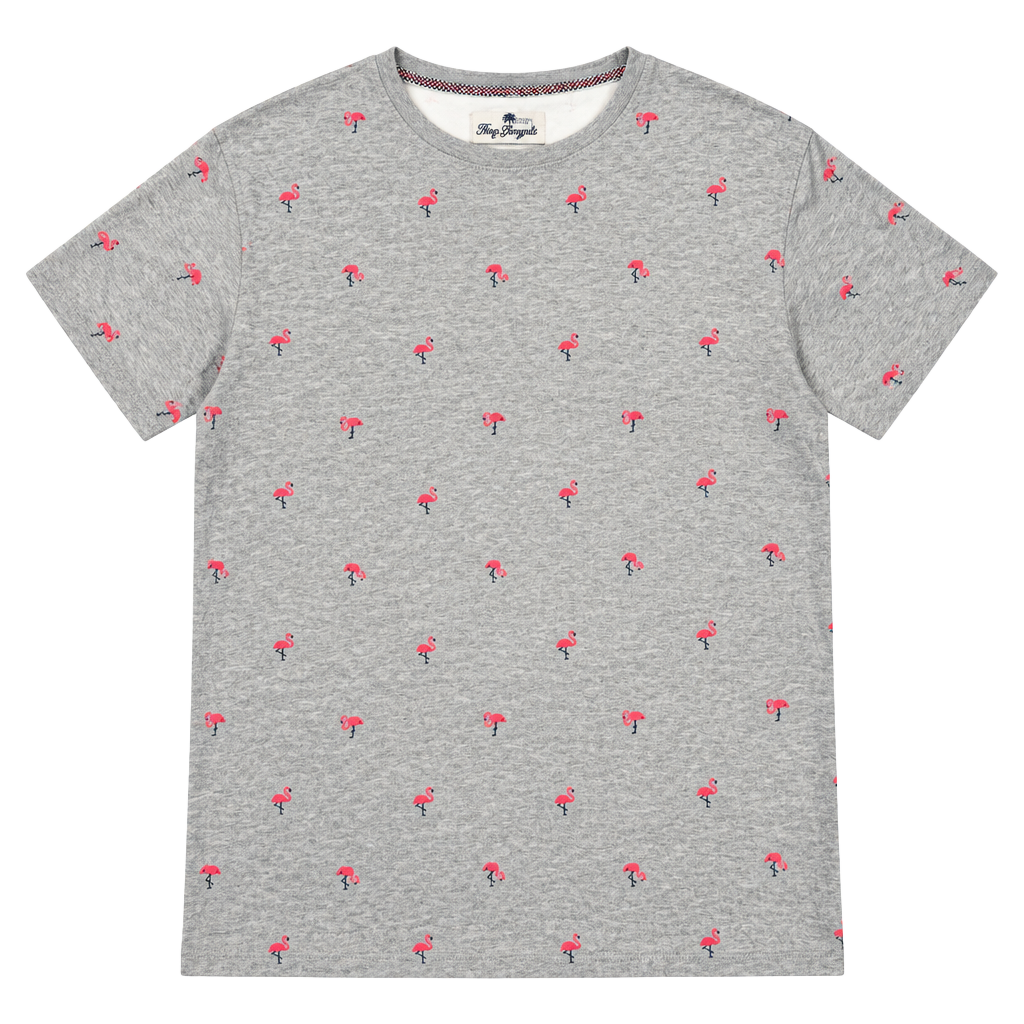 Ping Pong Pro T-Shirt Size L Gray Flamingo Print Short Sleeve Crewneck 1