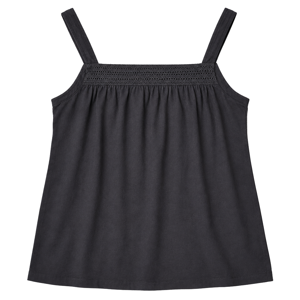Old Navy Tank Top Size M Black Crochet Yoke Square Neck Sleeveless 1
