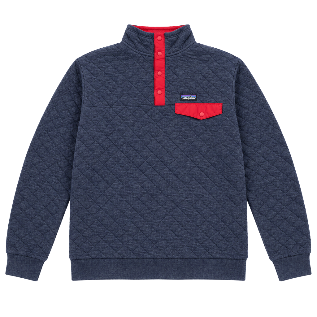 Patagonia Organic Cotton Quilt Snap-T Pullover Size L Navy Blue Red 1