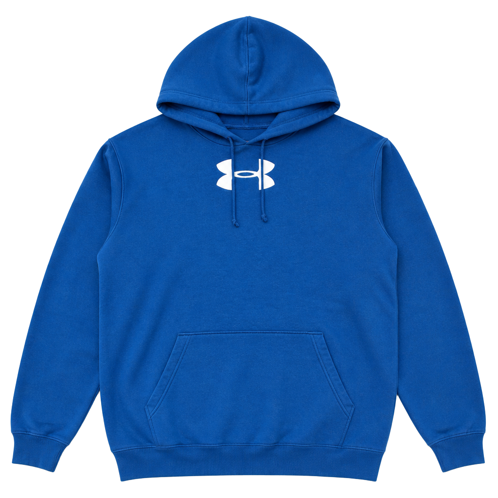 Under Armour Essential Logo Hoodie - Blue, Loose Fit, Size Large 1