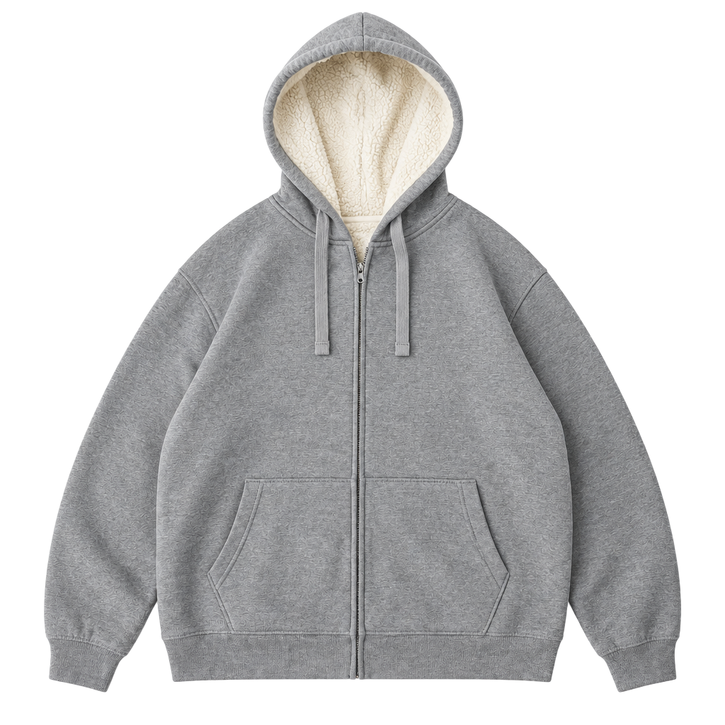 Old Navy Sherpa Lined Zip Up Hoodie Size L Grey 1