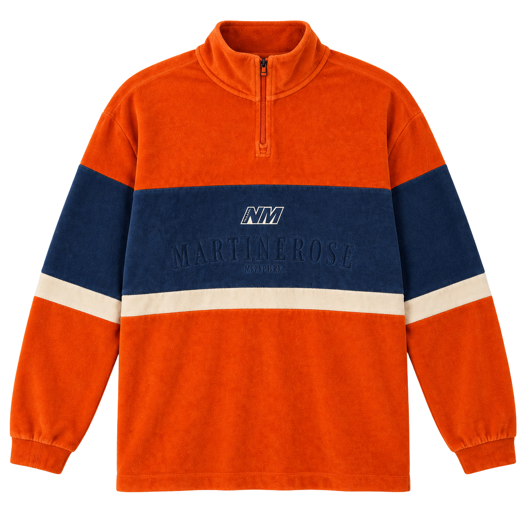 NAPA by Martine Rose Orange Velour Quarter Zip Jacket Napa x Martine Rose 1