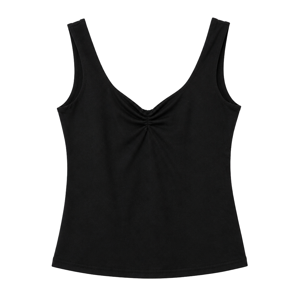 Black Cinched Sweetheart Tank Top 1