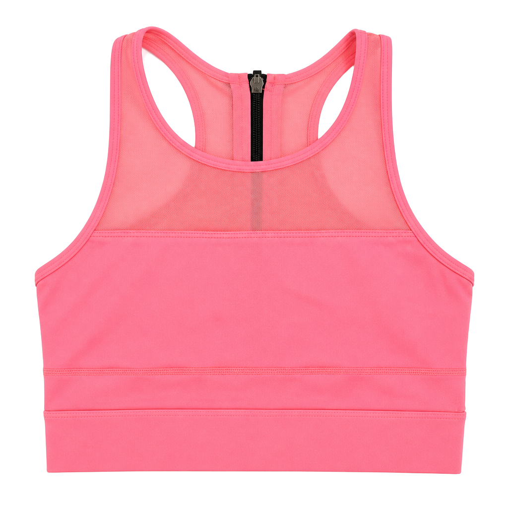 Zyia Active Coral Pink One More Rep All Star Bra High Neck Zip Back Sports Bra 1