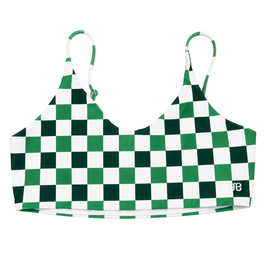 Albion fit Size L Check Mate Green Checkered swim bikini top 1