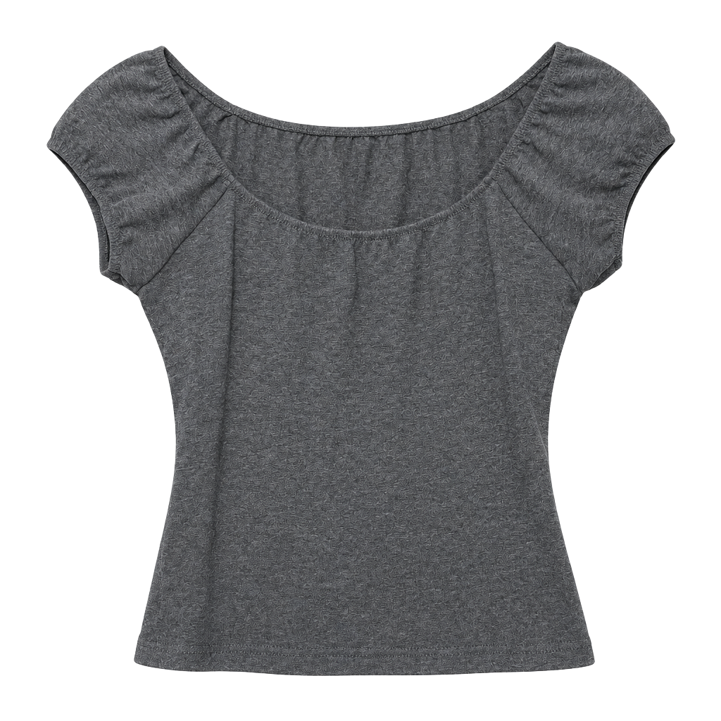 Brandy Melville Scoop Neck Cap Sleeve Top Grey 1