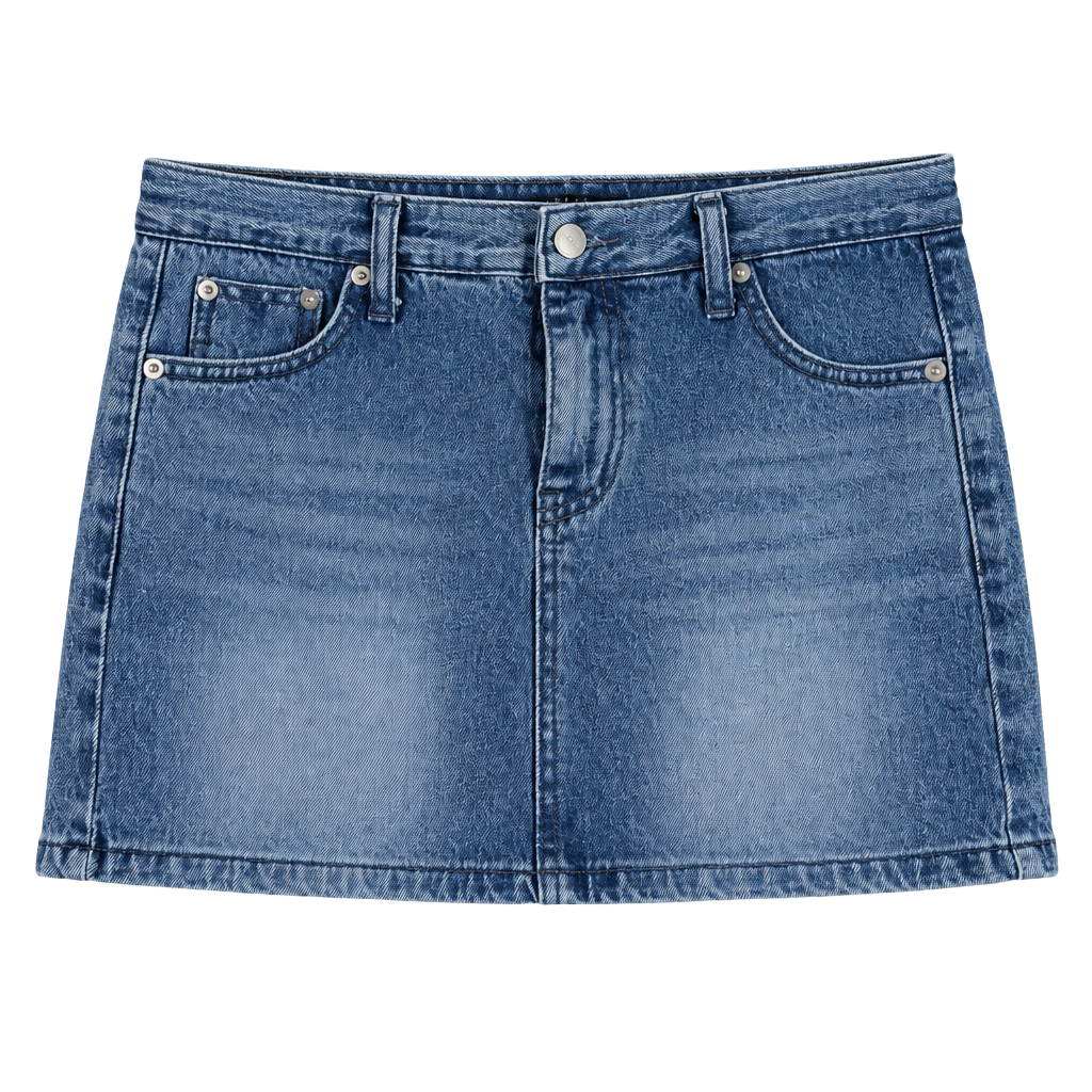 Varial Denim Mini Skirt Size M Blue Distressed Y2K Low Rise 1