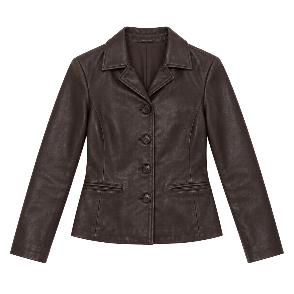 Harold's Leather Blazer Size S Brown Button Front 1