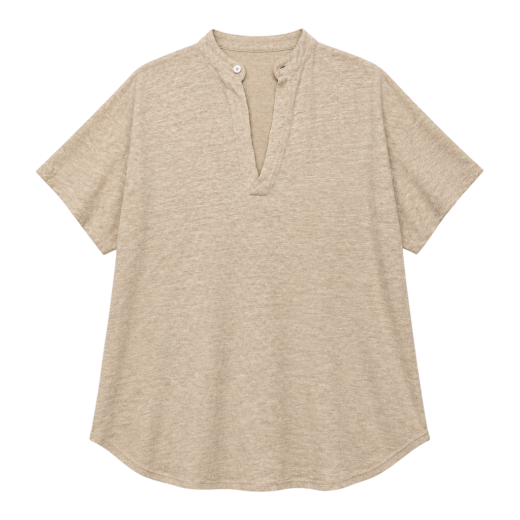 Club Monaco Top Size M/M Beige V-Neck Button Placket Short Sleeve 1