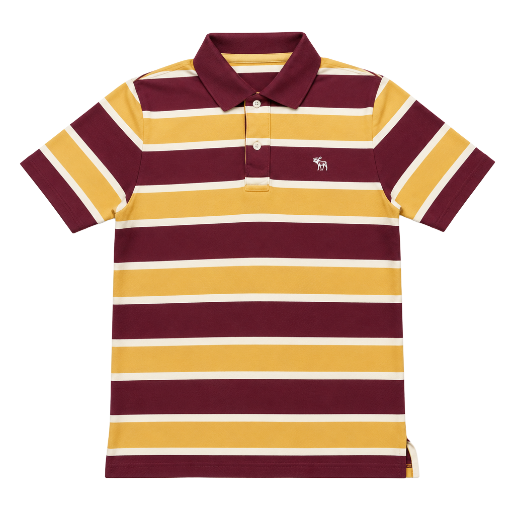 Vintage Y2K Abercrombie & Fitch Striped Polo Shirt Size XL Burgundy Gold White 1